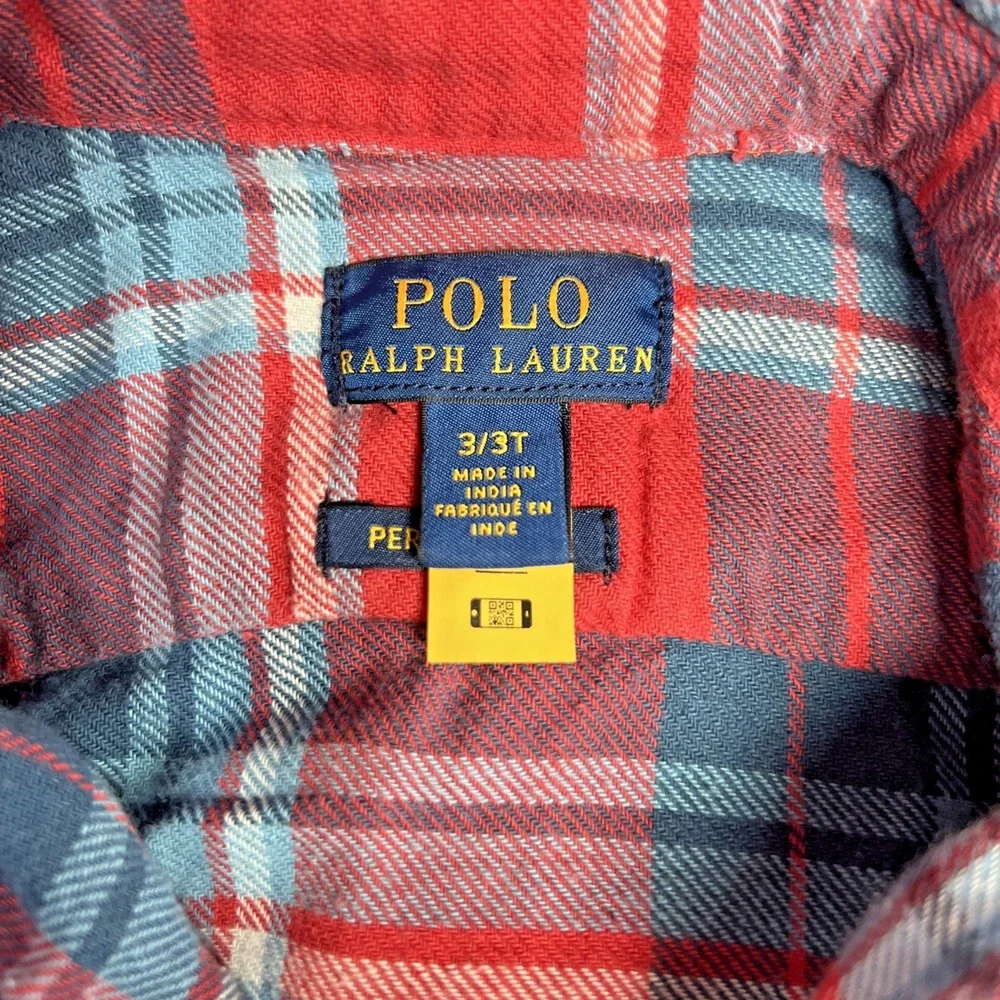 Ralph Lauren Plaid Button Down Size 3 3T Long Sleeve Shirt‎ Preppy Academia